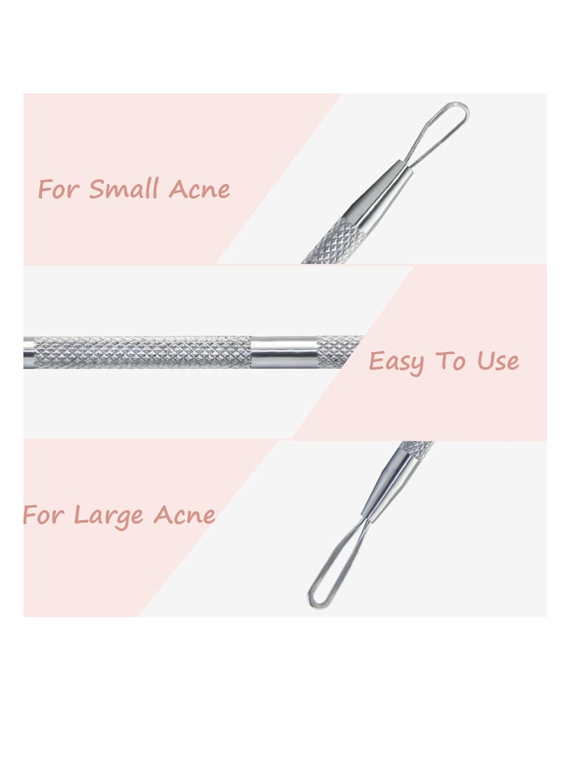 Professional Blackhead Remover Blemish Extractor Tool - Pimple Comedone Removal 2-in-1 Stainless Steel Pimple Popper(2pcs)