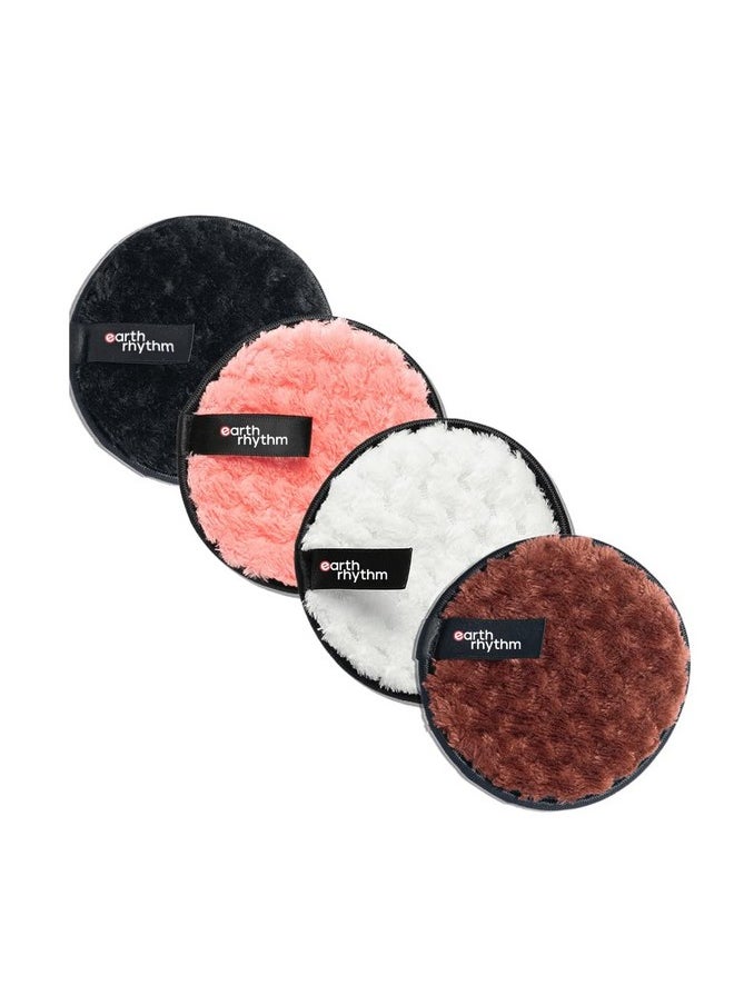 Reusable Multi-Functional Makeup Removal Facial Cleansing Pads (Pack Of 4) | Facial Makeup Remover, Eye Makeup Remover & Foundation Simple Makeup Remover | Safe For Dry & Sensitive Skin