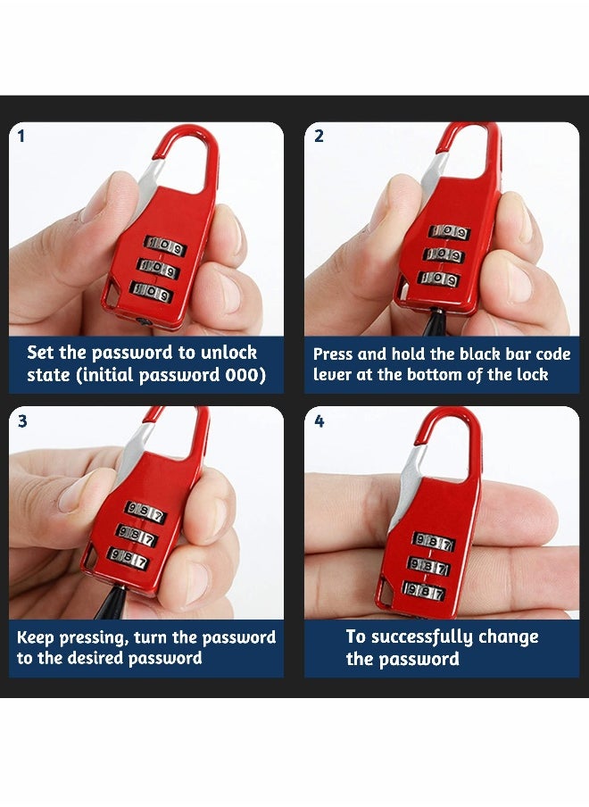 Luggage Locks, Password Travel Lock 3 Digit Sliding Colour Combination Padlocks for Travel Bag Suitcases Backpacks Storage Cabinets (6 Colors)