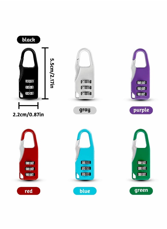 Luggage Locks, Password Travel Lock 3 Digit Sliding Colour Combination Padlocks for Travel Bag Suitcases Backpacks Storage Cabinets (6 Colors)