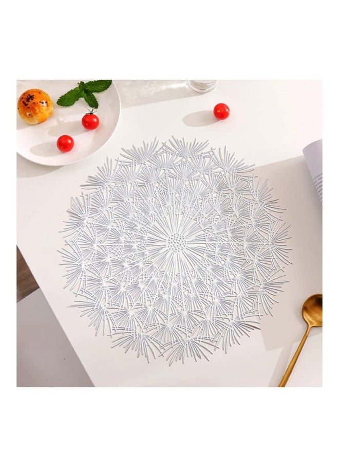 Round Placemats Set of 6 Flower Elegant Tablemats for Dining Table Holiday Wedding Decorative Vinyl Place Mats Setting Kitchen Silver