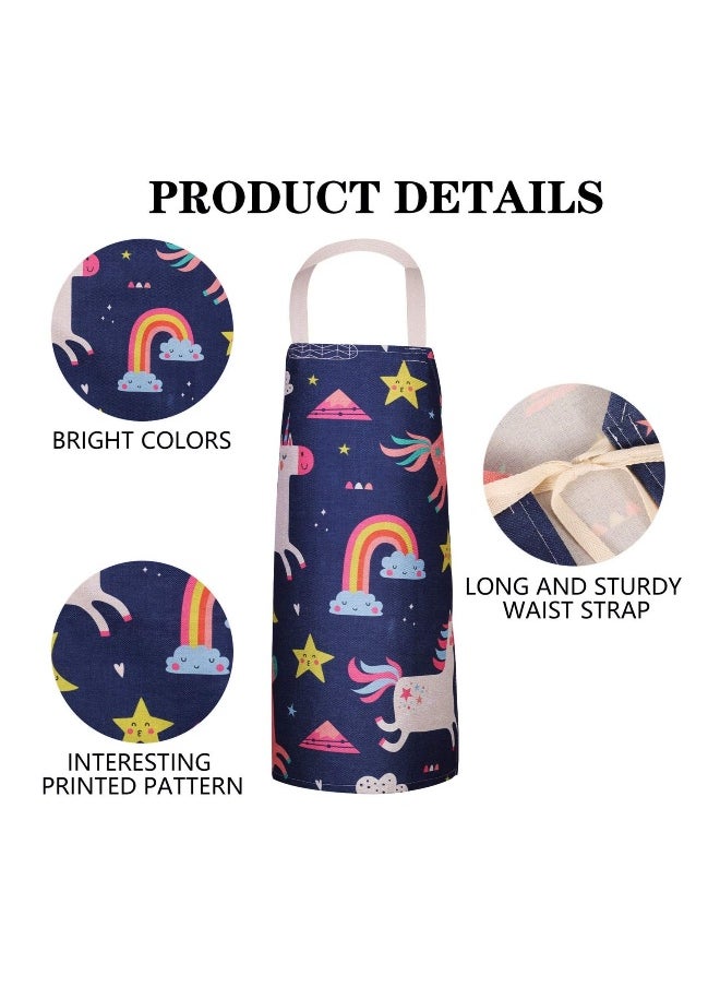 2 Pcs Kids Aprons, Chef Apron Baking Aprons Unicorn Pattern Cartoon Style, Boys Girls Apron for Cooking Baking Art Painting Gardening Kitchen