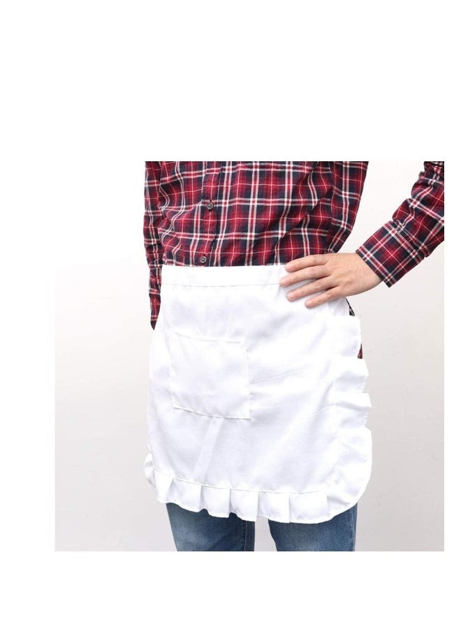 White Waist Apron Half Apron Kitchen Half Waist Apron Ruffle Chef Work Bib Maid Apron Dress Bistro Server Aprons for Waitress Cosplay Costume