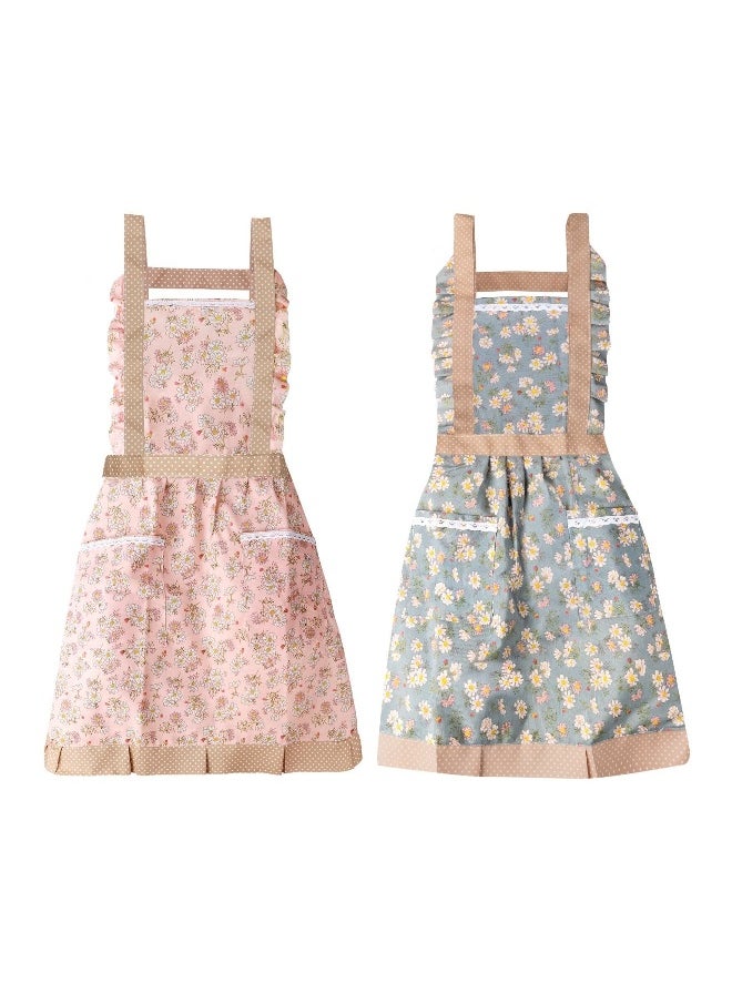 2 Pack Personalised Aprons for Women Waterproof Apron Adjustable Chef Apron for Cooking Baking BBQ Housework Kitchen Apron for Women Birthday Mothers Day Gifts