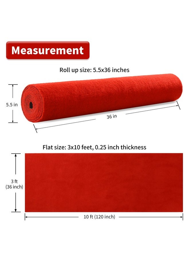 Extra Thick Red Carpet Runner For Events, Not Slip Red Aisle Runway Rug For Party Wedding & Special Events Decorations (Red, 3X10 Ft)