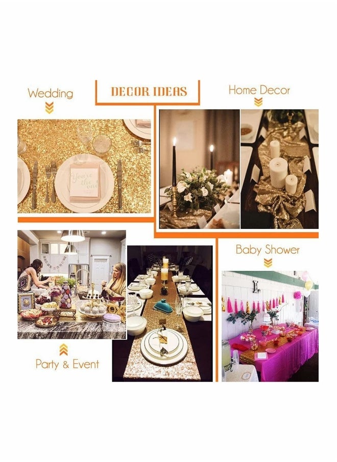 Sequin Table Runner Event Party Supplies Gold Rectangular Tablecloth 12x108inch for Holiday Wedding Birthday
