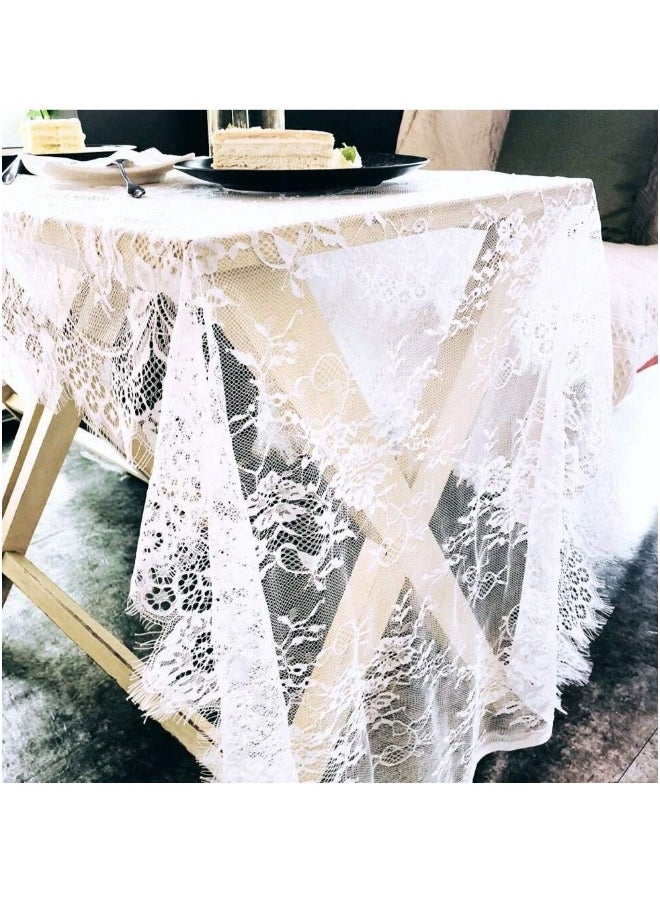 White Lace Table Runner, Vintage Tablecloth Hollow Embroidered Table Runner Crochet Lace Table Cloth for Table Decoration Wedding Reception