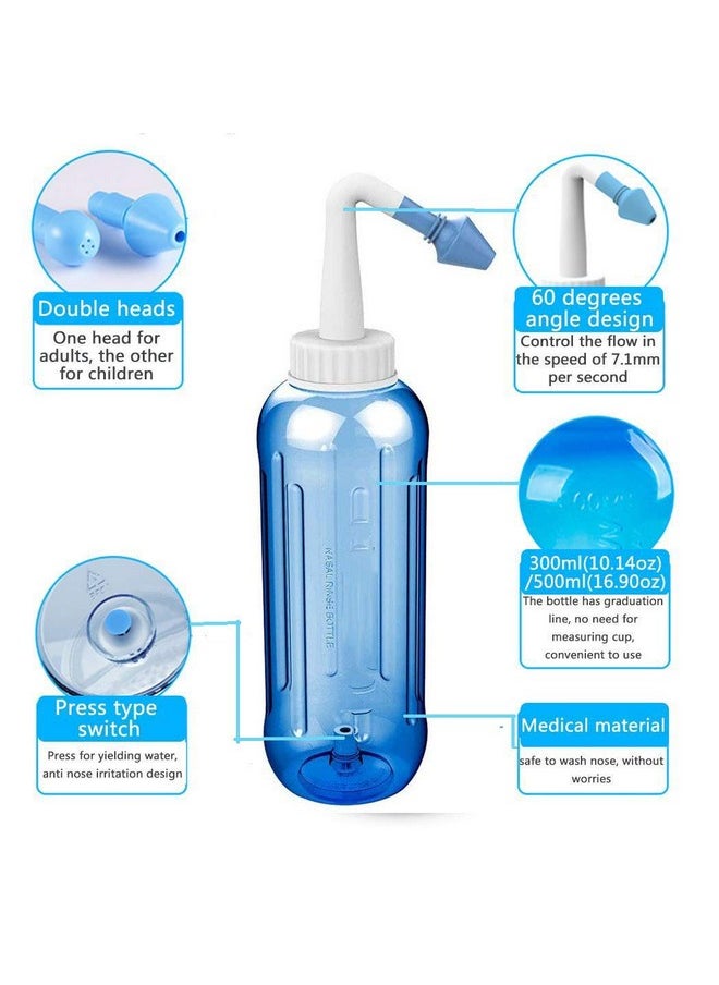 500Ml Neti Pot - Nose Wash System With Waterpulse - Nose Cleaner With Sinus Nasal Pressure - Neti Pots For Sinus - Jal Neti For Adults Children Nose Care. (500 Ml)