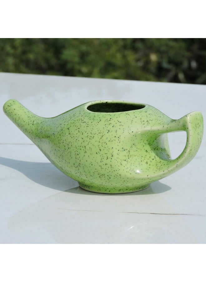 Porcelain Ceramic Neti Pot For Nasal Cleansing Sinus And Passages For Optimal Health (Green)