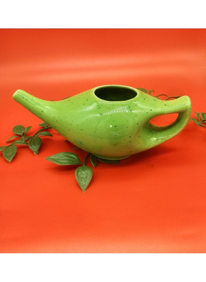 Porcelain Ceramic Neti Pot For Nasal Cleansing Sinus And Passages For Optimal Health (Green)