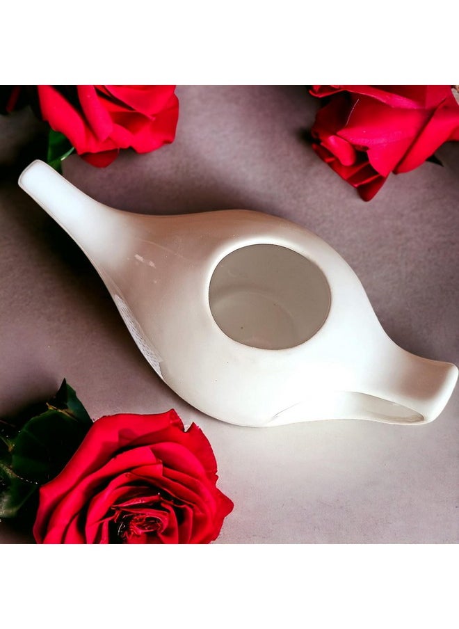 Jala Neti Pot Porcelain Ceramic Neti Pot For Nasal Cleansing Sinus And Passages For Optimal Health (White)