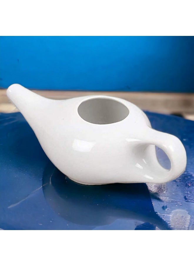 Jala Neti Pot Porcelain Ceramic Neti Pot For Nasal Cleansing Sinus And Passages For Optimal Health (White)