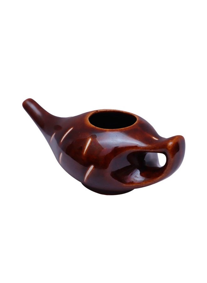 Porcelain Ceramic Neti Pot For Nasal Cleansing Sinus And Passages For Optimal Health (Chocolate)