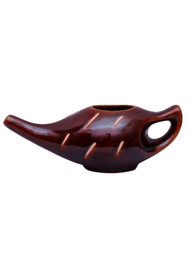 Porcelain Ceramic Neti Pot For Nasal Cleansing Sinus And Passages For Optimal Health (Chocolate)