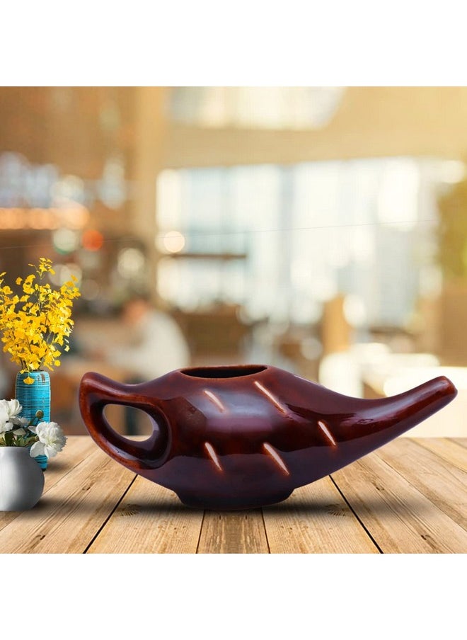 Porcelain Ceramic Neti Pot For Nasal Cleansing Sinus And Passages For Optimal Health (Chocolate)