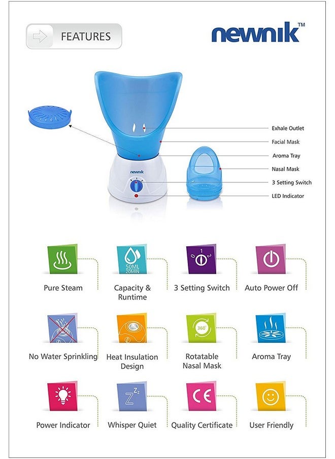 V108 Facial Vaporizer & Steamer For Cold And Cough, Facial Vaporizer Steamer, Steam Inhaler Machine, Steamer For Facial With 1 Year Warranty.