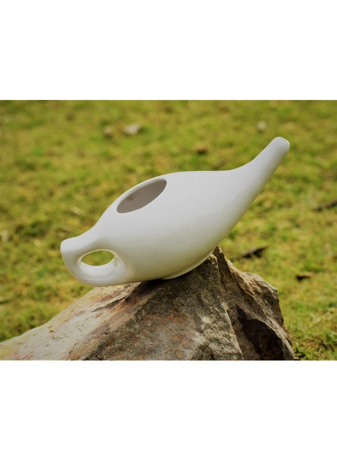 Porcelain Ceramic Neti Pot For Nasal Cleansing Sinus And Passages For Optimal Health, White