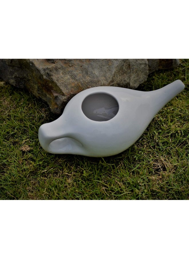 Porcelain Ceramic Neti Pot For Nasal Cleansing Sinus And Passages For Optimal Health, White