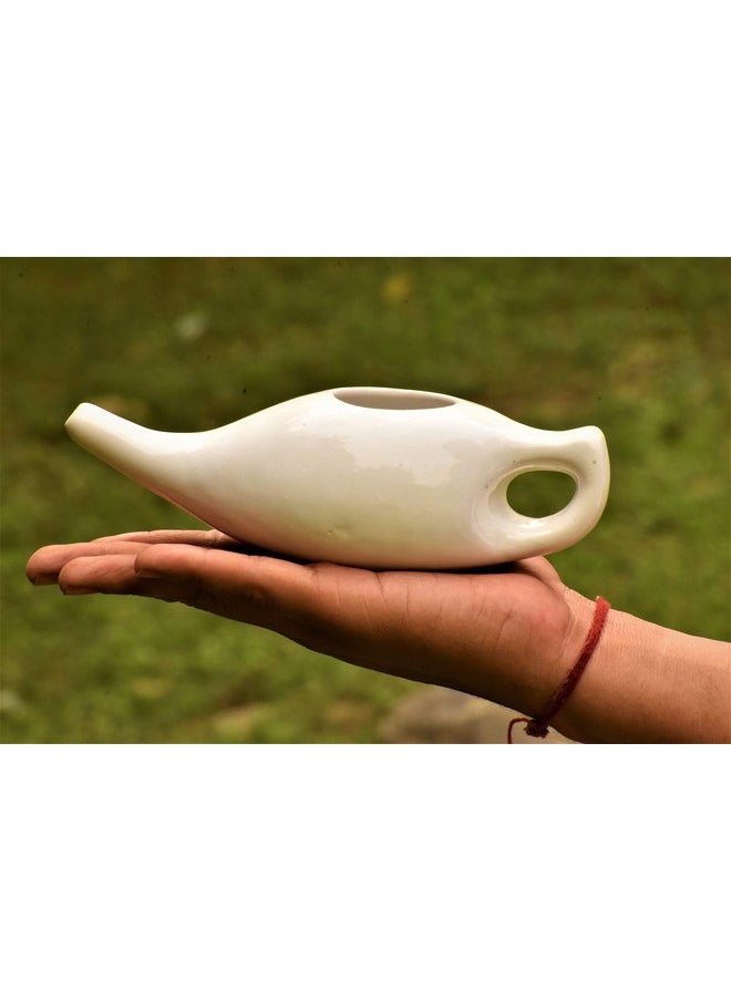 Porcelain Ceramic Neti Pot For Nasal Cleansing Sinus And Passages For Optimal Health, White