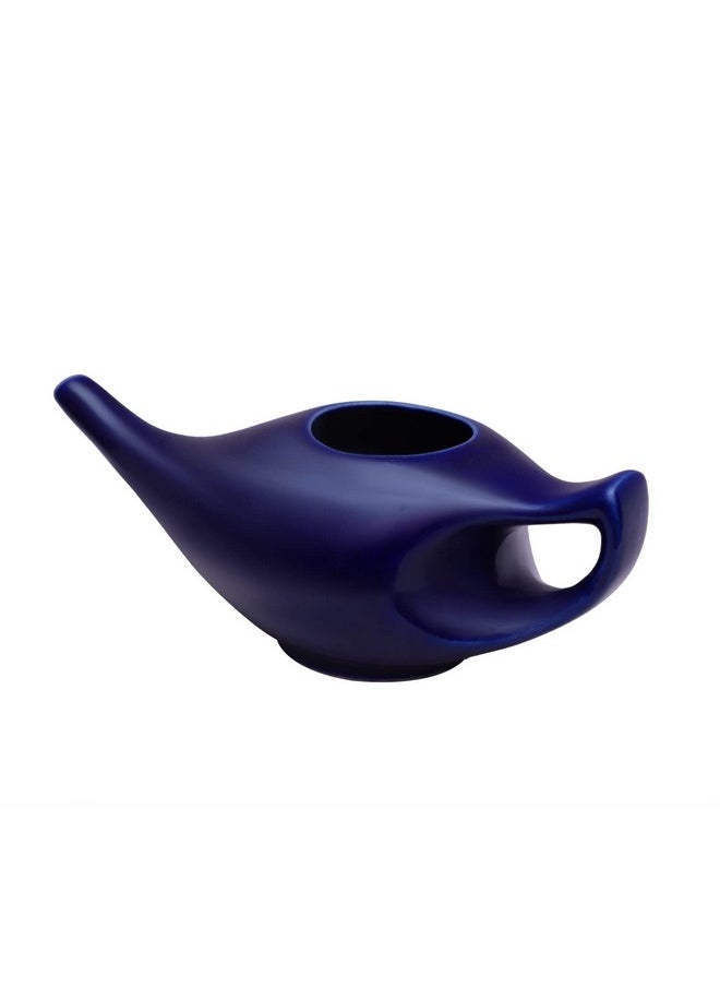 Porcelain Ceramic Neti Pot Drak Blue Color For Nasal Cleansing Sinus And Passages For Optimal Health | Compact And Natural Treatment (Blue Color)