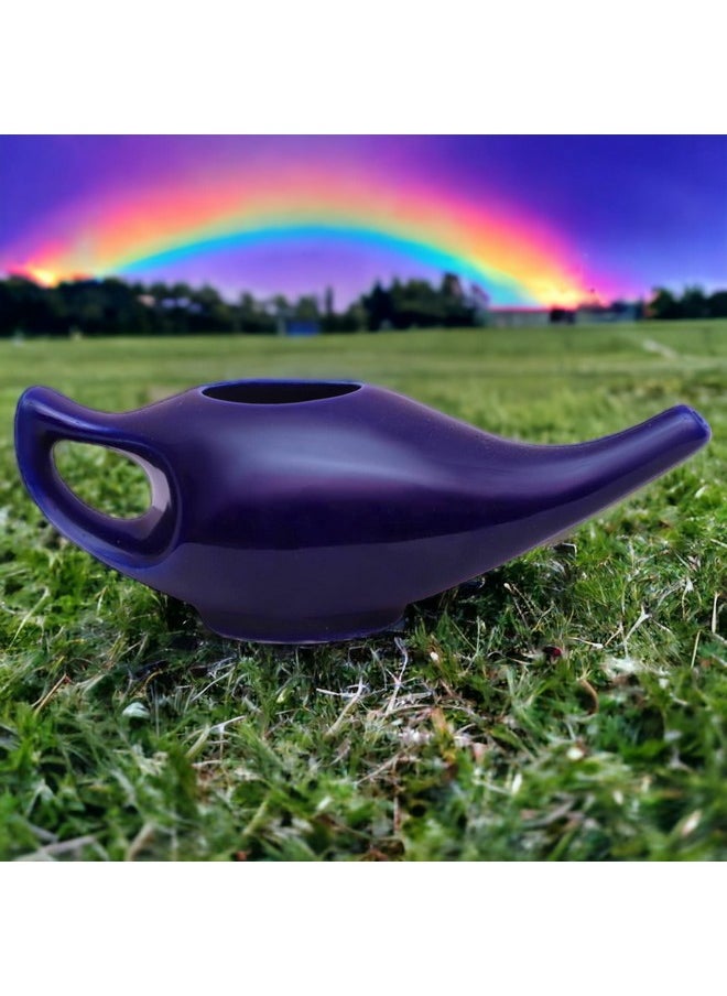 Porcelain Ceramic Neti Pot Drak Blue Color For Nasal Cleansing Sinus And Passages For Optimal Health | Compact And Natural Treatment (Blue Color)