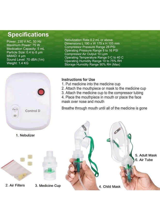 Neb112 Respiratory Nebulizer With Complete Kit For Kids & Adults Nebulizer (White, Blue)