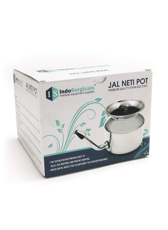 Stainless Steel Ayurvedic Jala Neti Pot For Sinus Congestion With 10 Sachet Of Salt Plus