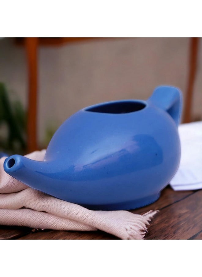 Jala Neti Pot Porcelain Ceramic Neti Pot For Nasal Cleansing Sinus And Passages For Optimal Health (Blue)