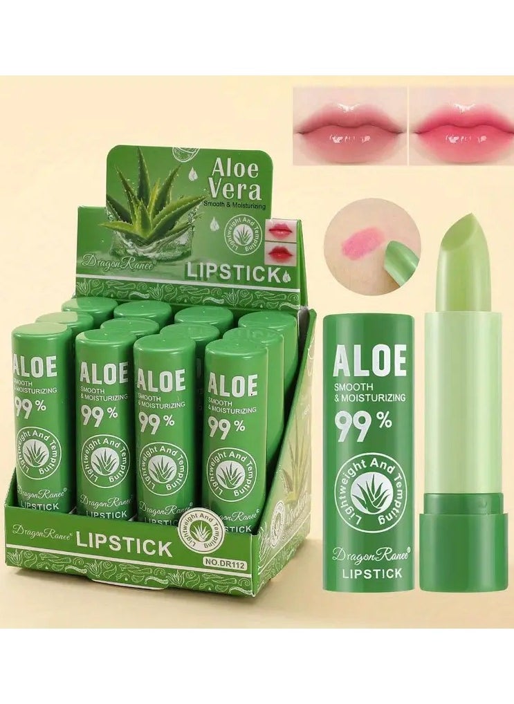 12Pcs Color Changing Lip Balm Set Box Moisturizing And Nourishing Temperature Changing Aloe Lipstick with Plant Squalane