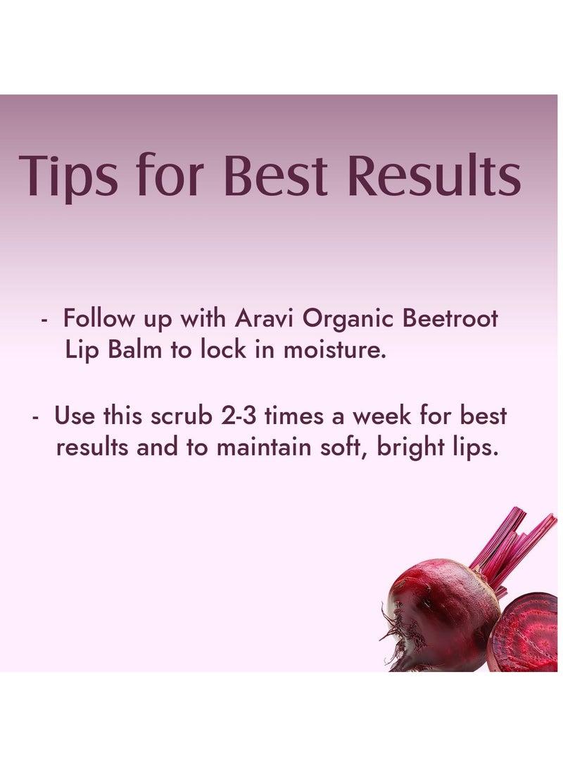 Aravi Organic Beetroot Lip Scrub With Beetroots, Shea Butter & Cocoa Butter - For Dark,Chapped & Pigmented Lips - For Brightening Dark Lips - For Men and Women - 15 gm