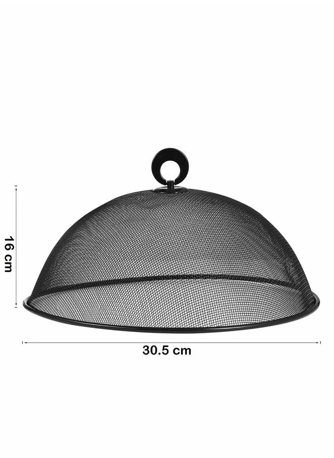 Mesh Food Cover, Stainless Steel Mesh Screen Food Tent Dining Table Round Umbrella Reusable Outdoor Picnic Food Lid Anti Fly Bugs Mosquitoes, 11.8Inch(Black)