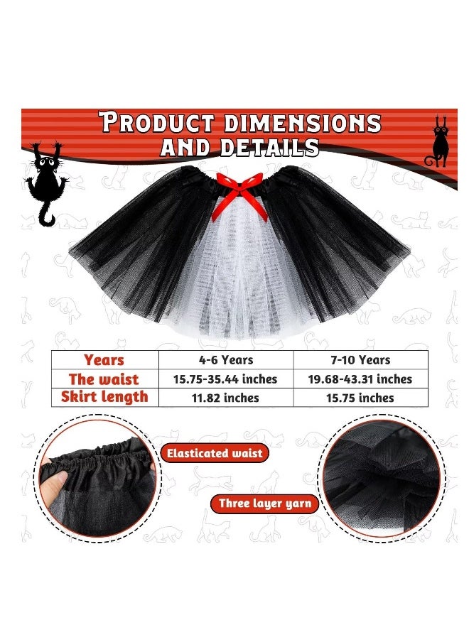 Cat Cosplay Costume Set for Kids, Including Cat Ear, Top Hat, Headband Tutu, Skirt ,Bowtie, Cat Tail, Socks, Gloves, Suitable for Party Cosplay Dress Up