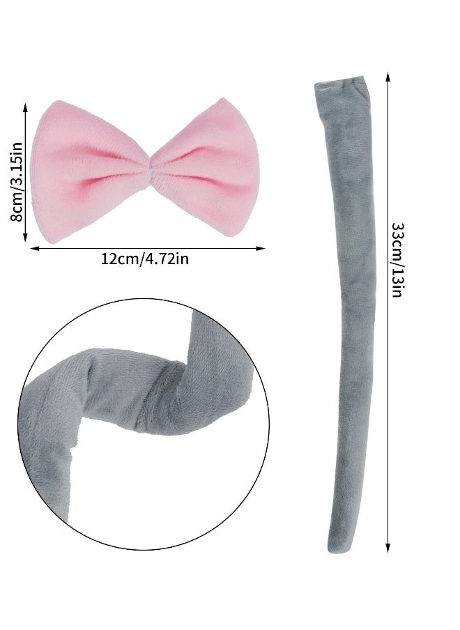 Elephant Costume Kit for Kids, Elephant Ears Headband Bow Tie Tail Tutu Skirt Costume, Suitable for Birthday, Cosplay Dress Up Party Decorations