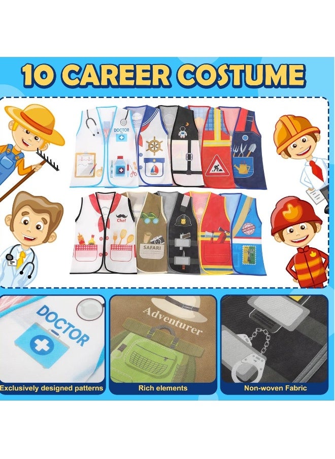 10 Pcs Dress Up Clothes, Community Helper Dress Up Vest, Career Costumes, Cosplay Cloth, Occupation Pretend Play Costume for Occupation Pretend Play Costume