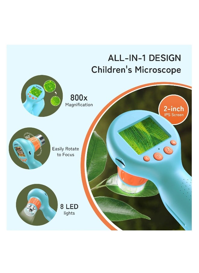 Handheld Microscope for Kids, 800X USB Microscope with 2