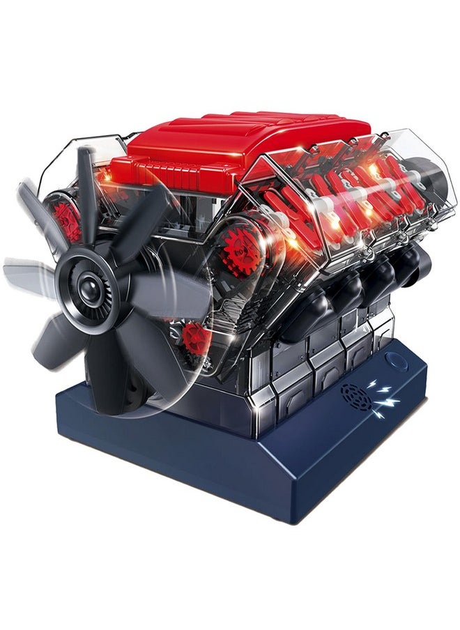 V8 Combustion Engine Model Kit That Runs - Build Your Own Stem Mini V8 Model Engine Kit For Adults & Kids Age 12+, Visible V8 Mini Engine Kit That Works For Adult W/ 270 Stem Parts