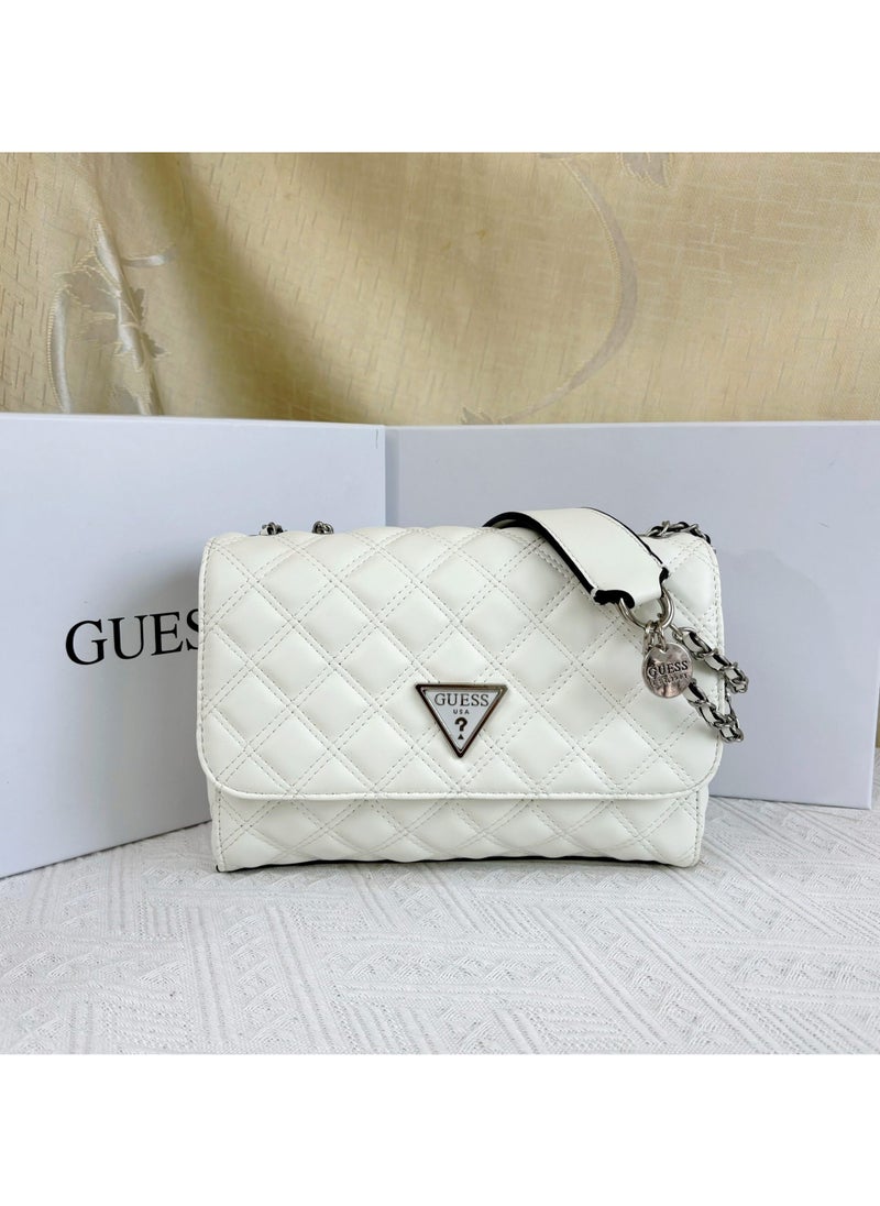 Women's Blue Double-layer Diamond Lattice Flap Bag One-shoulder 23×7.5×17cm
