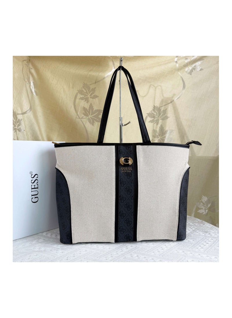 Large Capacity Classic Canvas Splicing Laptop Tote Women's Shoulder Bag 43.5×16×29CM