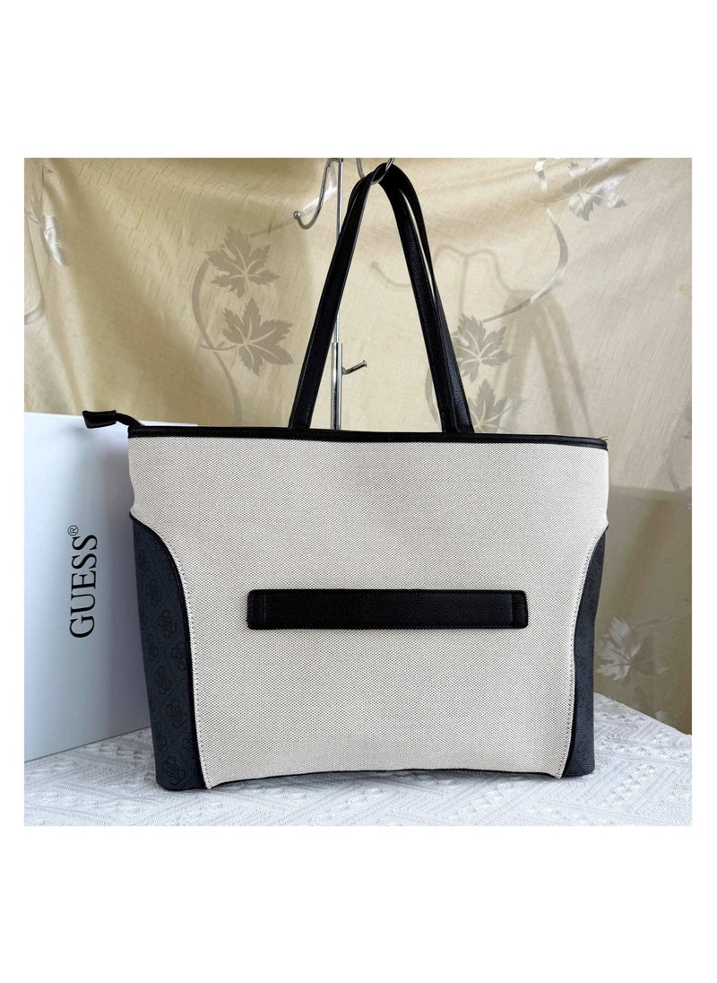 Large Capacity Classic Canvas Splicing Laptop Tote Women's Shoulder Bag 43.5×16×29CM