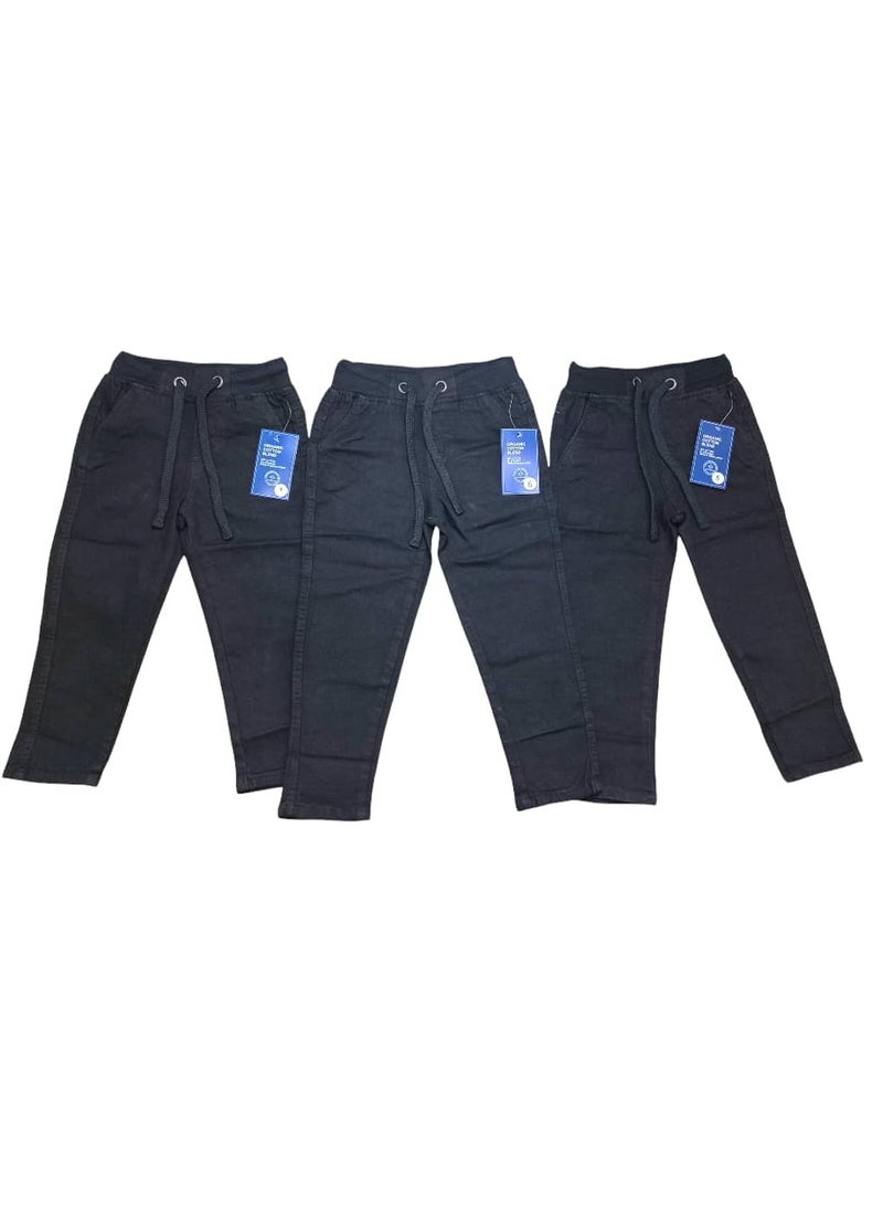 Kids Denim Elasticated Waist Joggers Pants With Open Hem