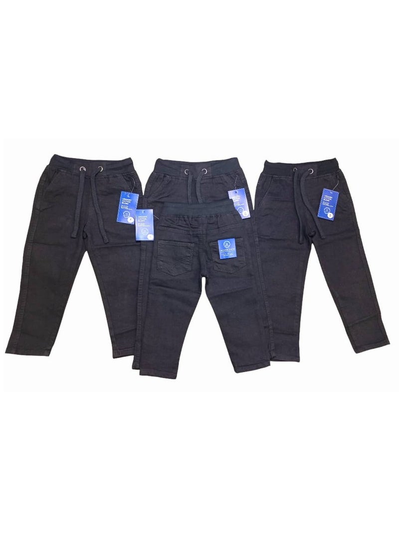 Kids Denim Elasticated Waist Joggers Pants With Open Hem