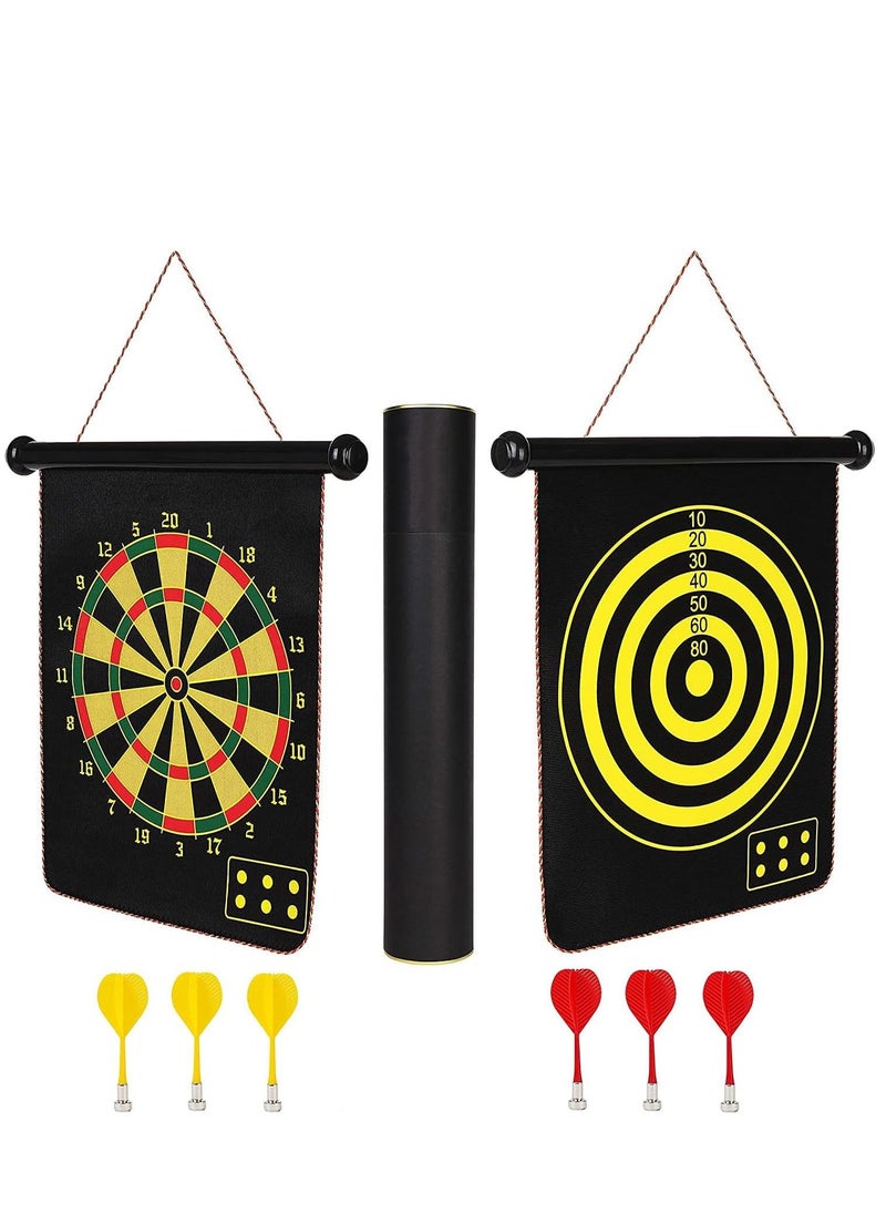 Magnetic Dart Board for Kids 15 Inch Double Sided Set Indoor Outdoor Game with 6pcs Safe Darts Gifts for Teenage Boys Girls