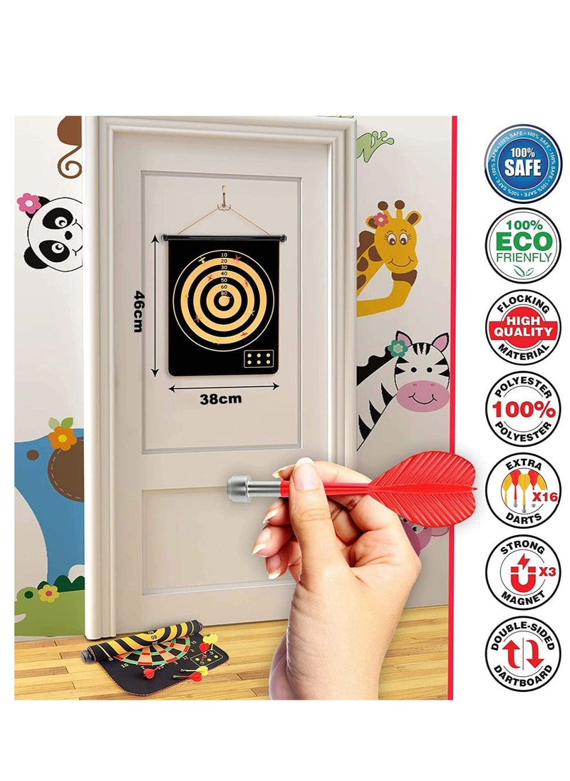 Magnetic Dart Board for Kids 15 Inch Double Sided Set Indoor Outdoor Game with 6pcs Safe Darts Gifts for Teenage Boys Girls