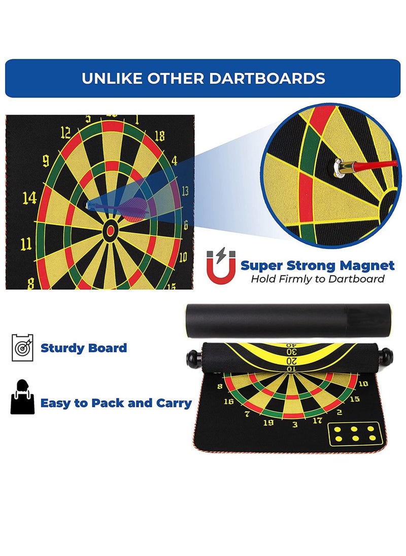 Magnetic Dart Board for Kids 15 Inch Double Sided Set Indoor Outdoor Game with 6pcs Safe Darts Gifts for Teenage Boys Girls