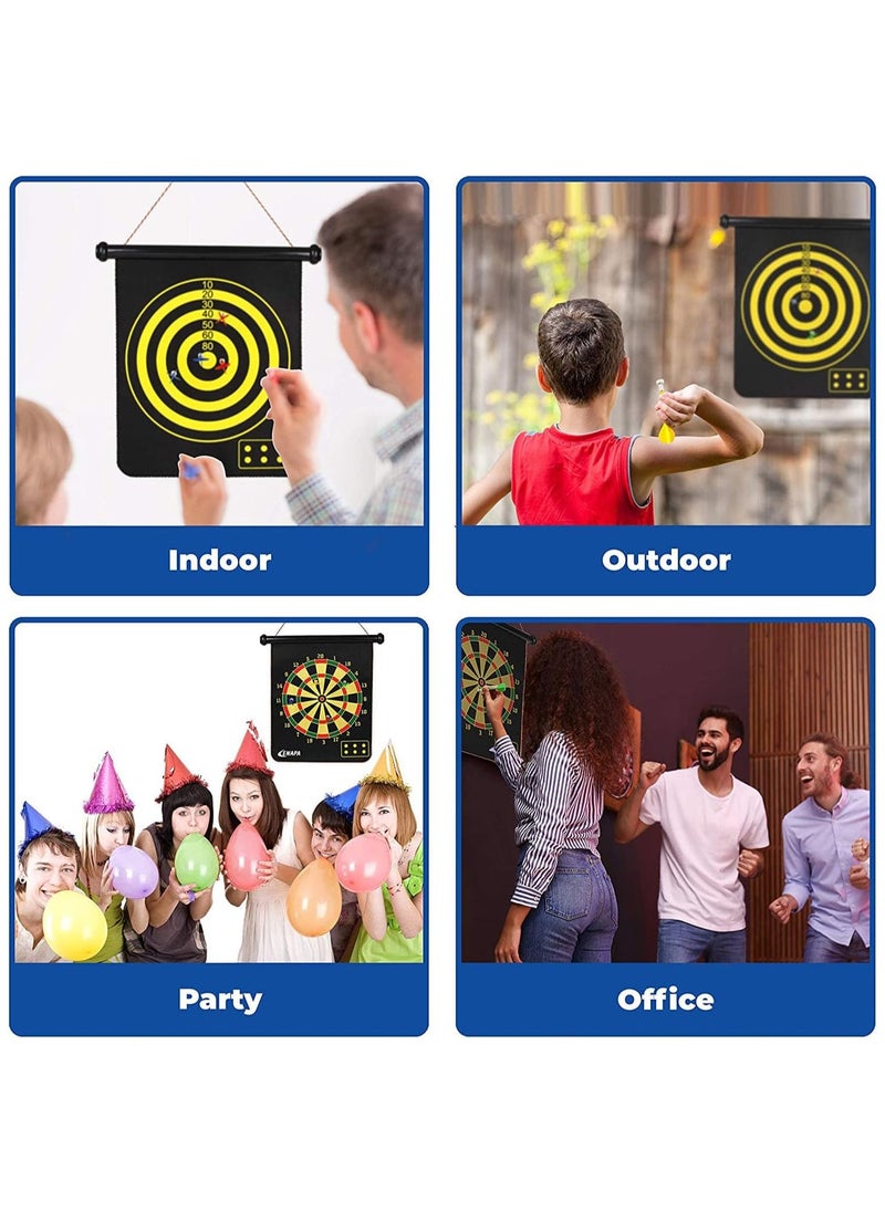 Magnetic Dart Board for Kids 15 Inch Double Sided Set Indoor Outdoor Game with 6pcs Safe Darts Gifts for Teenage Boys Girls