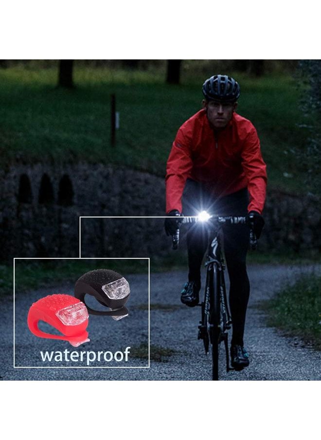 8 Pack Bicycle Light, Silicone LED Bike Light Set, 4 PCS Bike Headlight and 4 Pcs Taillight (Red & White)-Multi-Purpose Waterproof