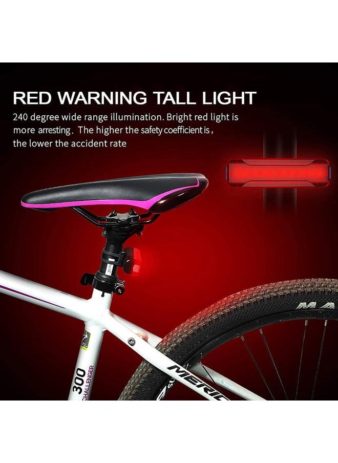 USB Rechargeable Bike Tail Light 2 Pack,1200mAh Runtime 50 Hours,Ultra Bright LED Bike Rear Light,5 Light Mode Options,IPX5 Waterproof(2 USB Cables Included)