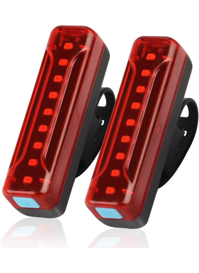 USB Rechargeable Bike Tail Light 2 Pack,1200mAh Runtime 50 Hours,Ultra Bright LED Bike Rear Light,5 Light Mode Options,IPX5 Waterproof(2 USB Cables Included)