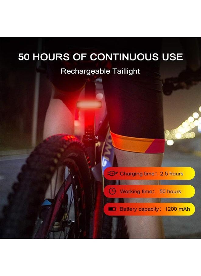 USB Rechargeable Bike Tail Light 2 Pack,1200mAh Runtime 50 Hours,Ultra Bright LED Bike Rear Light,5 Light Mode Options,IPX5 Waterproof(2 USB Cables Included)