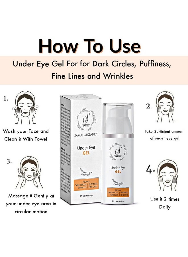 Organics Under Eye Gel, 30Gm, For Dark Circles, Puffy Eyes, Wrinkles And Fine Lines For Women And Men